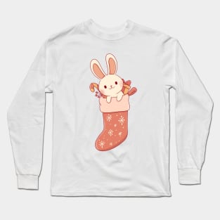 christmas stocking bunny Long Sleeve T-Shirt